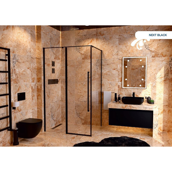 Душевое ограждение Mirsant Next black 90x90 см, чёрный/прозрачное фото 3