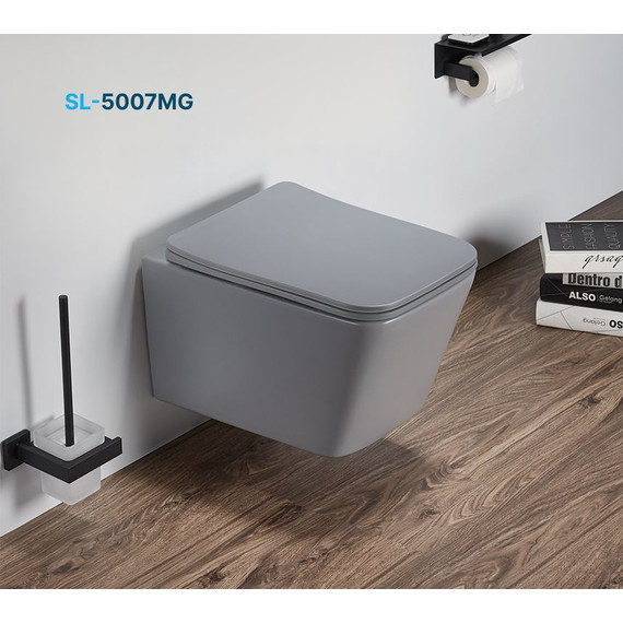 Унитаз подвесной безободковый SantiLine SL-5007MG с крышкой микролифт, серый матовый, Цвет производителя: серый - 2 Унитаз подвесной безободковый SantiLine SL-5007MG с крышкой микролифт, серый матовый, Цвет производителя: серый фото 2