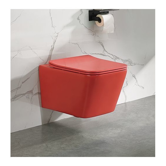 Унитаз подвесной безободковый SantiLine SL-5007MR с крышкой микролифт, красный матовый, Цвет производителя: красный фото 2