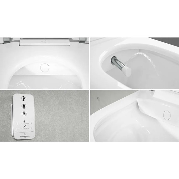 Унитаз-биде подвесной безободковый Villeroy&Boch ViClean-I 100 V0E100R1 с крышкой микролифт фото 5