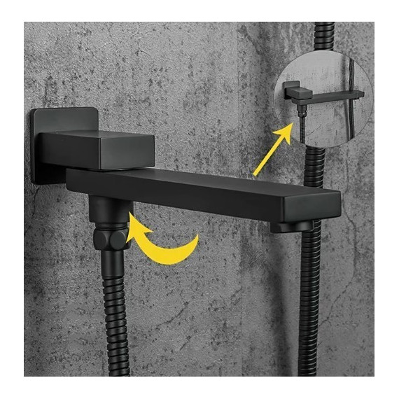 Душевая система для ванны Gappo G7117-6, черный - 6 Душевая система для ванны Gappo G7117-6, черный фото 6