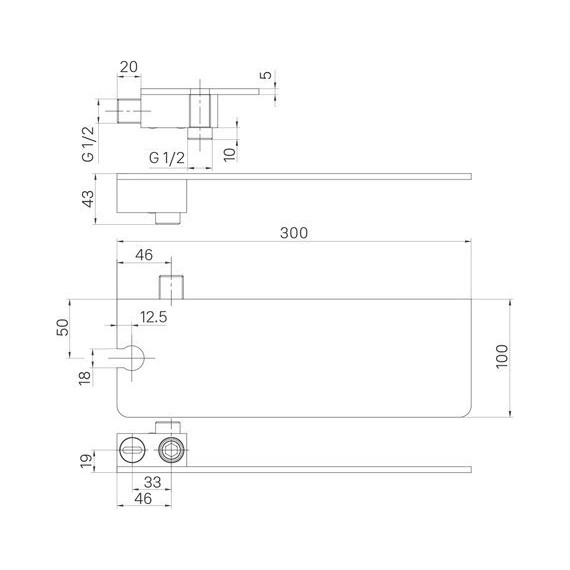 Шланговое подсоединение с полкой и держателем Iddis Slide SLIAB00i62, чёрный фото 3