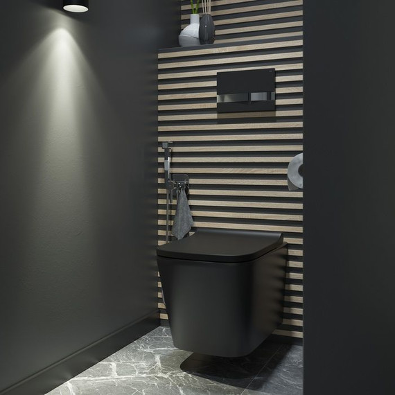 Унитаз подвесной безободковый Iddis Bild BILR2BMi25 с крышкой микролифт, Цвет производителя: чёрный матовый - 8 Унитаз подвесной безободковый Iddis Bild BILR2BMi25 с крышкой микролифт, Цвет производителя: чёрный матовый фото 8