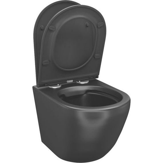 Унитаз подвесной безободковый Iddis Blanco BLAR3BMi25 с крышкой микролифт, Цвет производителя: чёрный матовый - 5 Унитаз подвесной безободковый Iddis Blanco BLAR3BMi25 с крышкой микролифт, Цвет производителя: чёрный матовый фото 5