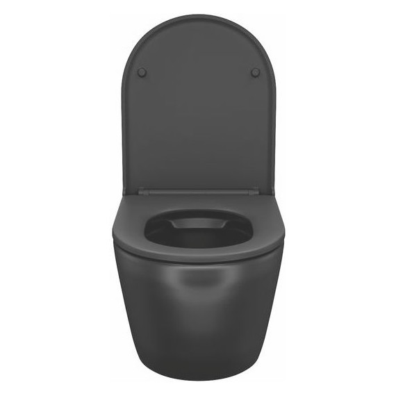 Унитаз подвесной безободковый Iddis Blanco BLAR3BMi25 с крышкой микролифт, Цвет производителя: чёрный матовый - 6 Унитаз подвесной безободковый Iddis Blanco BLAR3BMi25 с крышкой микролифт, Цвет производителя: чёрный матовый фото 6