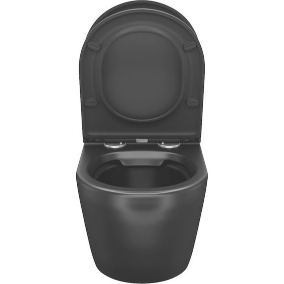 Унитаз подвесной безободковый Iddis Blanco BLAR3BMi25 с крышкой микролифт, Цвет производителя: чёрный матовый - 7 Унитаз подвесной безободковый Iddis Blanco BLAR3BMi25 с крышкой микролифт, Цвет производителя: чёрный матовый фото 7