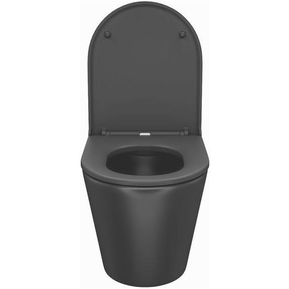Унитаз подвесной безободковый Iddis Calipso CALR3BMi25 с крышкой микролифт, Цвет производителя: чёрный матовый - 6 Унитаз подвесной безободковый Iddis Calipso CALR3BMi25 с крышкой микролифт, Цвет производителя: чёрный матовый фото 6