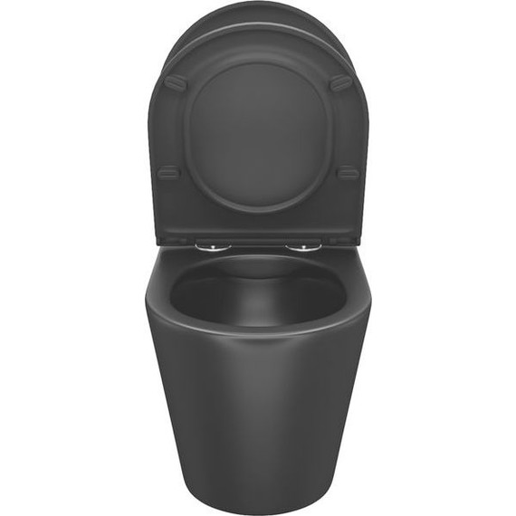 Унитаз подвесной безободковый Iddis Calipso CALR3BMi25 с крышкой микролифт, Цвет производителя: чёрный матовый - 7 Унитаз подвесной безободковый Iddis Calipso CALR3BMi25 с крышкой микролифт, Цвет производителя: чёрный матовый фото 7