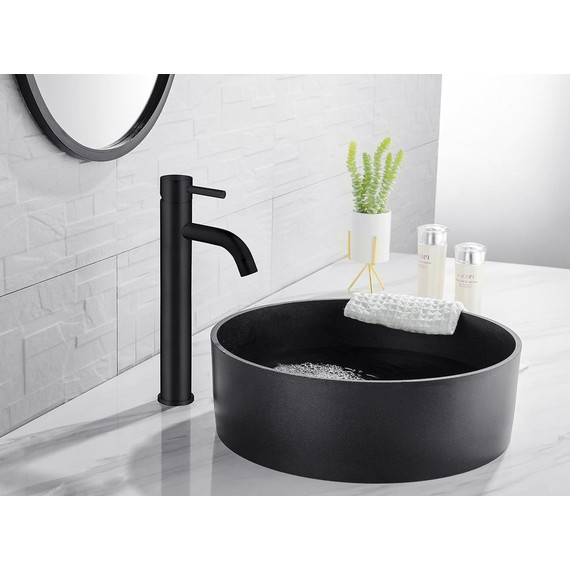 Смеситель для раковины высокий Abber Wasser Kreis AF8111B, черный матовый, Цвет производителя: чёрный матовый фото 2