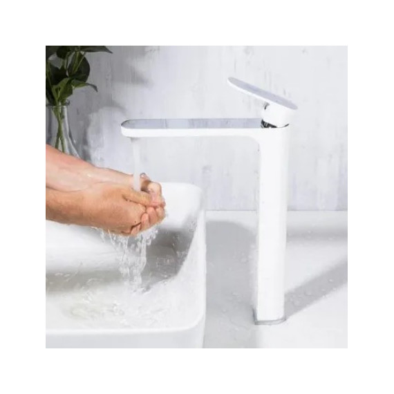 Смеситель для раковины высокий Gappo G1083-82, белый/хром фото 2