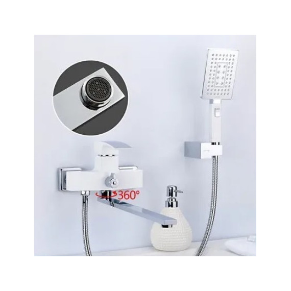 Смеситель для ванны с душевым гарнитуром Gappo Jacob G2207-7, белый/хром - 2 Смеситель для ванны с душевым гарнитуром Gappo Jacob G2207-7, белый/хром фото 2