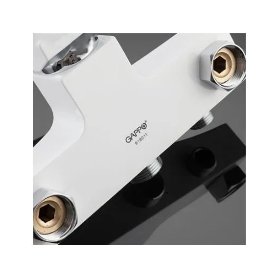 Смеситель для ванны с душевым гарнитуром Gappo Jacob G2207-7, белый/хром - 6 Смеситель для ванны с душевым гарнитуром Gappo Jacob G2207-7, белый/хром фото 6