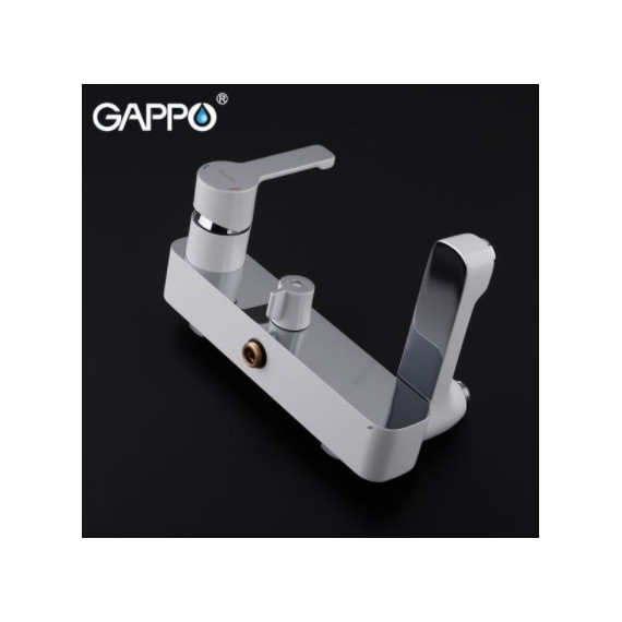 Смеситель для ванны с душевым гарнитуром Gappo Tomahawk G3202-8, белый/хром фото 2
