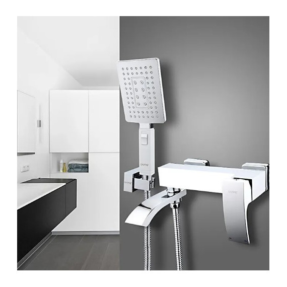 Смеситель для ванны с душевым гарнитуром Gappo Jacob G3207-8, белый/хром фото 2