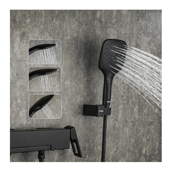 Смеситель для ванны с гарнитуром Gappo G3217-6, черный фото 5