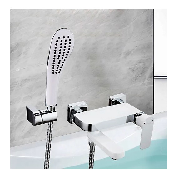 Смеситель для ванны с душевым гарнитуром Gappo G3248, белый/хром фото 2