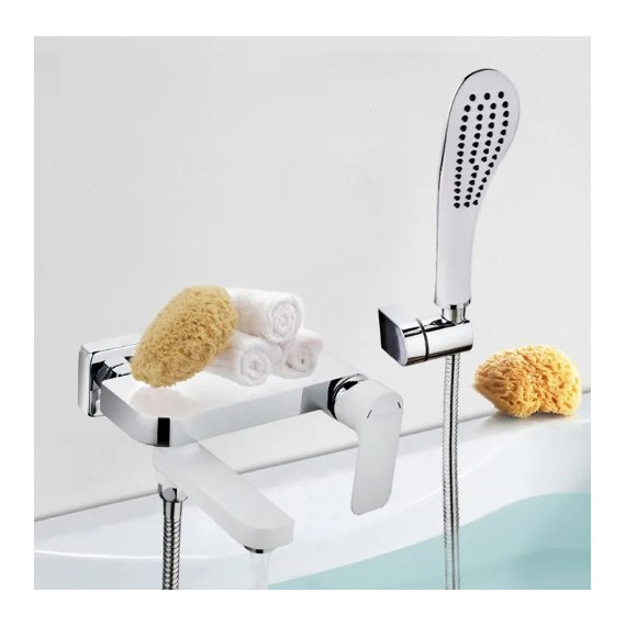 Смеситель для ванны с душевым гарнитуром Gappo G3248, белый/хром фото 3