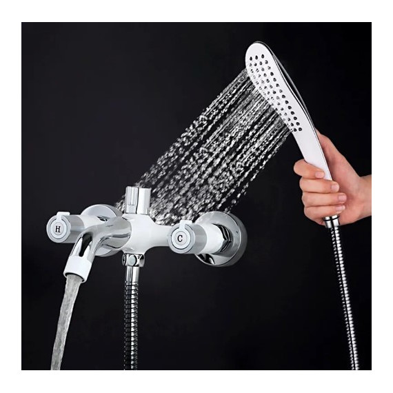 Смеситель для ванны с душевым гарнитуром Gappo Stella G3249, белый/хром фото 4