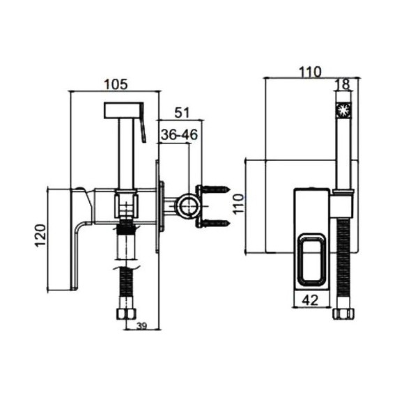 Набор для гигиенического душа Gappo G7217-6, черный - 7 Набор для гигиенического душа Gappo G7217-6, черный фото 7