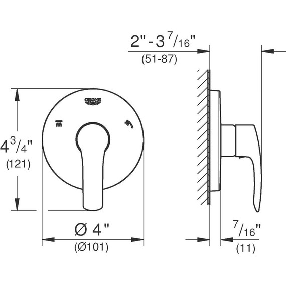Смеситель для ванны Grohe Eurosmart 19972002 фото 4