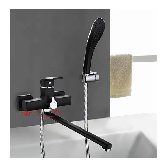 Смеситель для ванны с душевым гарнитуром Gappo Aventador G2250, черный/хром фото 2