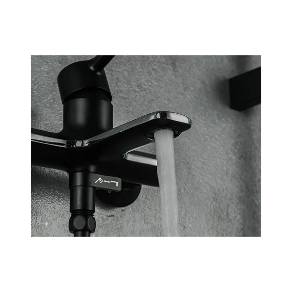 Смеситель для ванны с душевым гарнитуром Gappo G3203-6, черный/хром фото 3