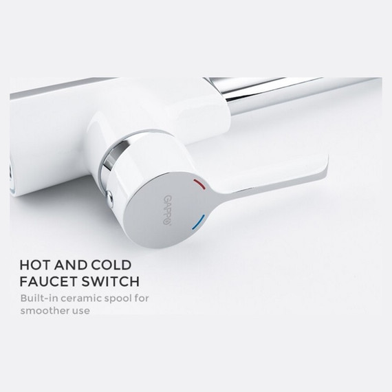 Смеситель для кухни Gappo G4003-8, белый/хром фото 3