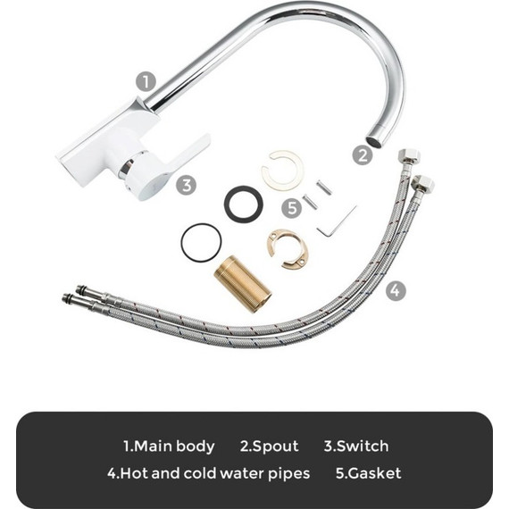 Смеситель для кухни Gappo G4003-8, белый/хром фото 5