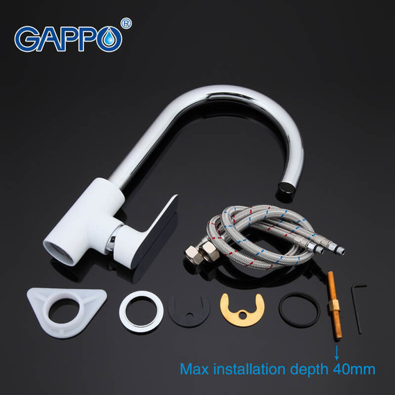 Смеситель для кухни Gappo Noar G4048, белый/хром фото 6