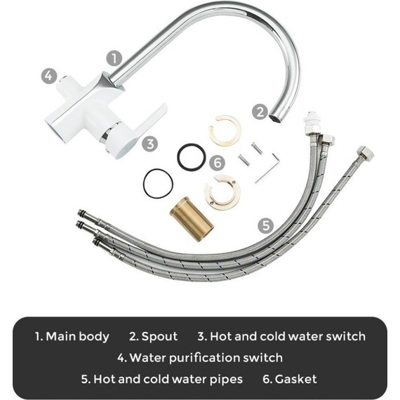 Смеситель для кухни Gappo G4303-8, белый/хром фото 5