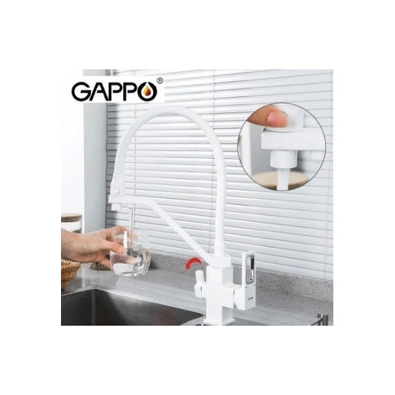 Смеситель для кухни Gappo G4317-8, белый/хром фото 2