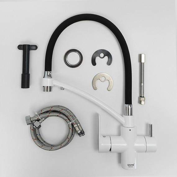 Смеситель для кухни Gappo G4348, белый/черный фото 8