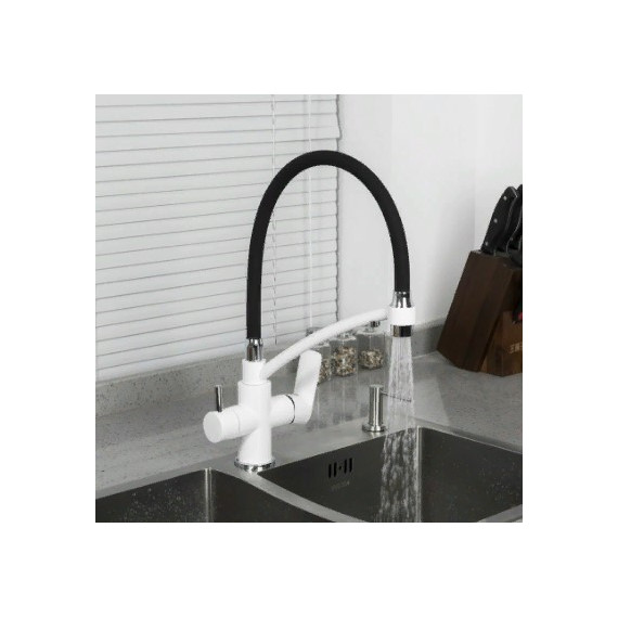 Смеситель для кухни Gappo G4348, белый/черный фото 3
