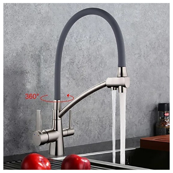 Смеситель для кухни Gappo G4398, серый/сатин - 3 Смеситель для кухни Gappo G4398, серый/сатин фото 3