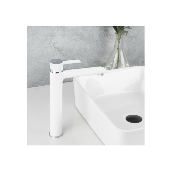 Смеситель для раковины высокий Gappo G1003-18, белый/хром - 2 Смеситель для раковины высокий Gappo G1003-18, белый/хром фото 2