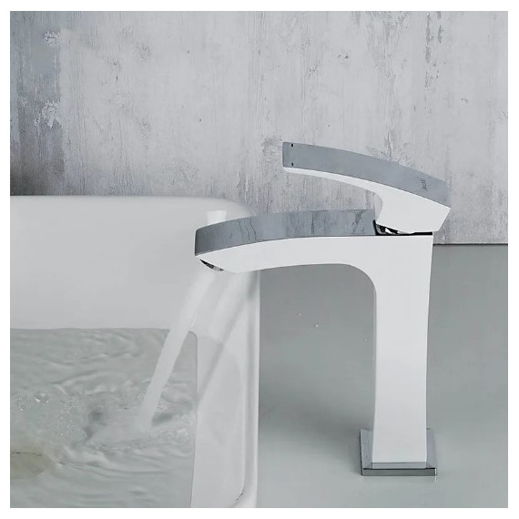 Смеситель для раковины высокий Gappo G1007-78, белый/хром - 2 Смеситель для раковины высокий Gappo G1007-78, белый/хром фото 2