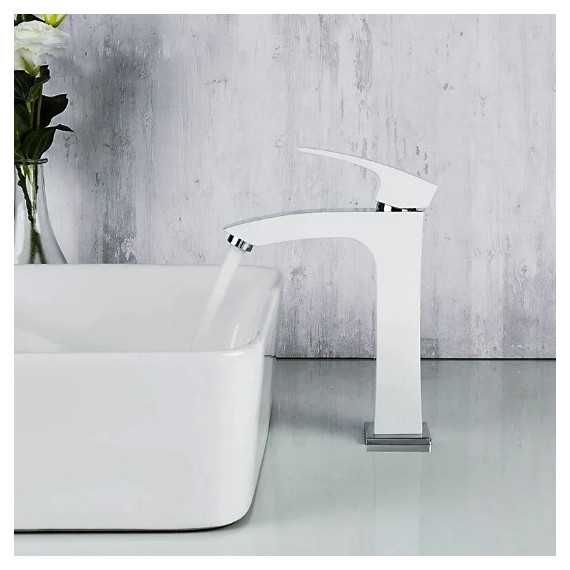 Смеситель для раковины высокий Gappo G1007-78, белый/хром - 3 Смеситель для раковины высокий Gappo G1007-78, белый/хром фото 3