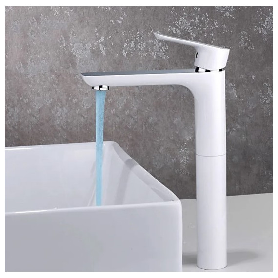 Смеситель для раковины высокий Gappo Noar G1048-2, белый/хром - 2 Смеситель для раковины высокий Gappo Noar G1048-2, белый/хром фото 2