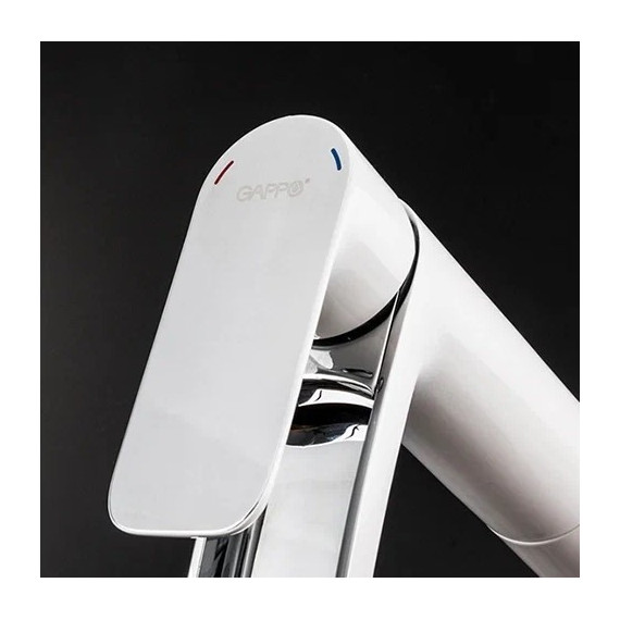 Смеситель для раковины высокий Gappo G1048-31, белый/хром фото 6