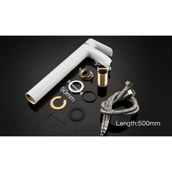 Смеситель для раковины высокий Gappo G1048-31, белый/хром фото 9