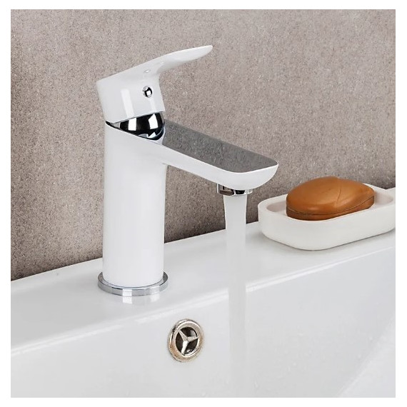 Смеситель для раковины Gappo Noar G1048, белый/хром, Цвет производителя: белый - 4 Смеситель для раковины Gappo Noar G1048, белый/хром, Цвет производителя: белый фото 4