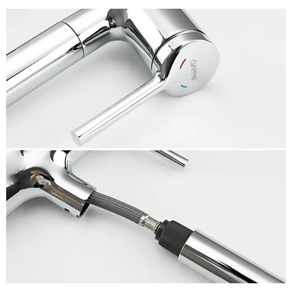 Смеситель для раковины с выдвижным изливом Gappo G1052-70 фото 7