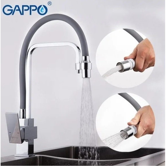 Смеситель для кухни Gappo G4398-4, серый/хром фото 2