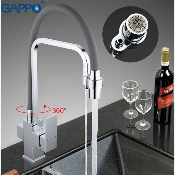 Смеситель для кухни Gappo G4398-4, серый/хром фото 4