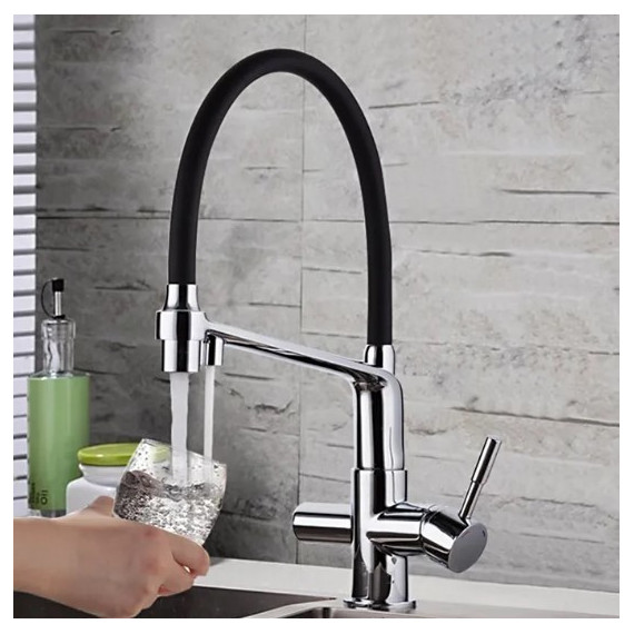 Смеситель для кухни Gappo G4398-7, черный/хром - 2 Смеситель для кухни Gappo G4398-7, черный/хром фото 2