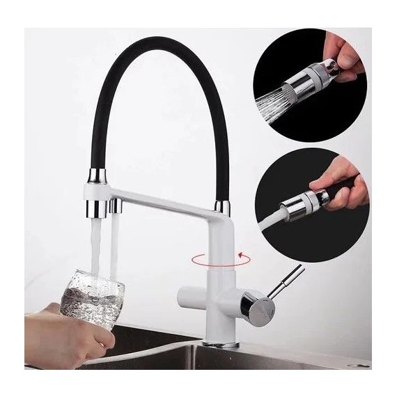 Смеситель для кухни Gappo G4398-9, белый/черный фото 2