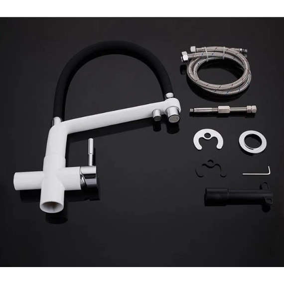 Смеситель для кухни Gappo G4398-9, белый/черный фото 5