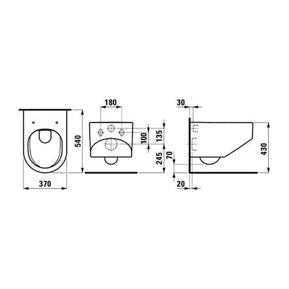 Унитаз подвесной безободковый Laufen Sonar 8.2034.1.000.000.1 - 3 Унитаз подвесной безободковый Laufen Sonar 8.2034.1.000.000.1 фото 3