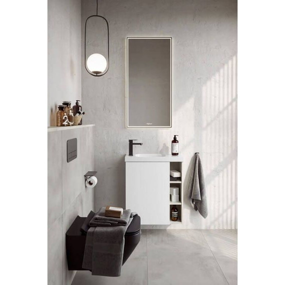 Тумба подвесная с раковиной Aqwella Alba 60 см ALB0106LLS+ALB0706WM L, светлый камень/белый матовый, Цвет фасада: светлый камень фото 3