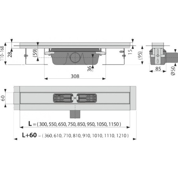 Трап AlcaPlast Professional 75 см APZ6S-750, Цвет производителя: хром, Размер трапа: 750 фото 2